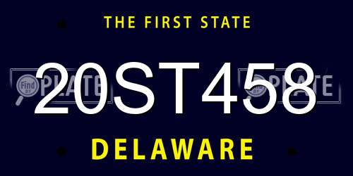 20ST458 Delaware License Plate