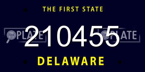 210455 Delaware License Plate