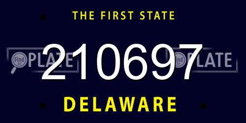 210697 Delaware License Plate