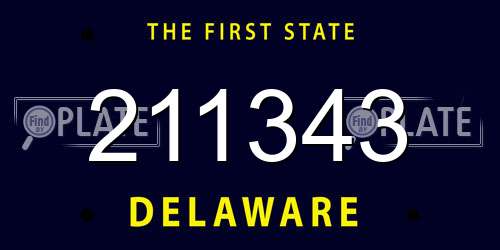 211343 Delaware License Plate