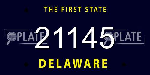 21145 Delaware License Plate