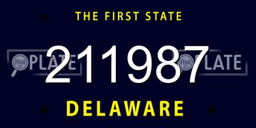 211987 Delaware License Plate