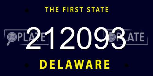 212093 Delaware License Plate