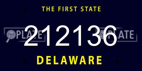 212136 Delaware License Plate