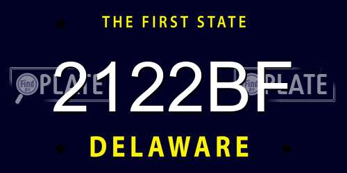 2122BF Delaware License Plate