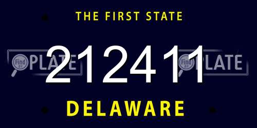 212411 Delaware License Plate