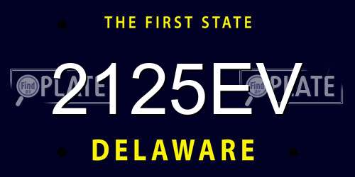 2125EV Delaware License Plate