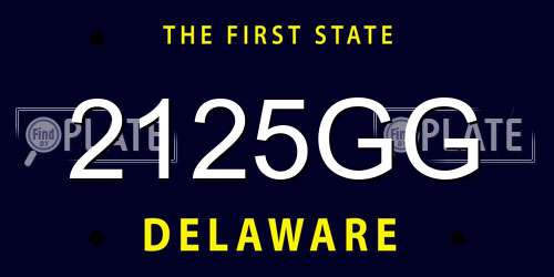 2125GG Delaware License Plate
