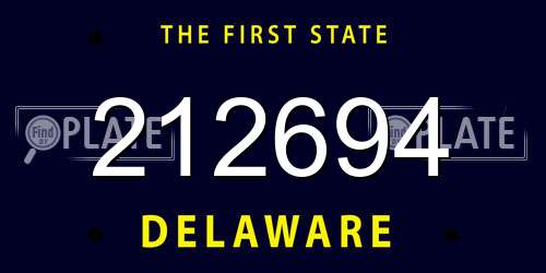 212694 Delaware License Plate