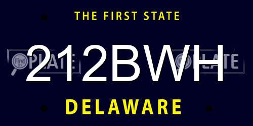 212BWH Delaware License Plate