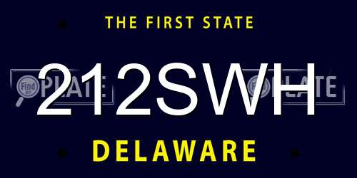 212SWH Delaware License Plate