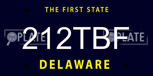 212TBF Delaware License Plate