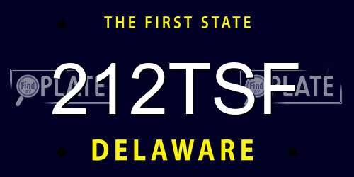 212TSF Delaware License Plate