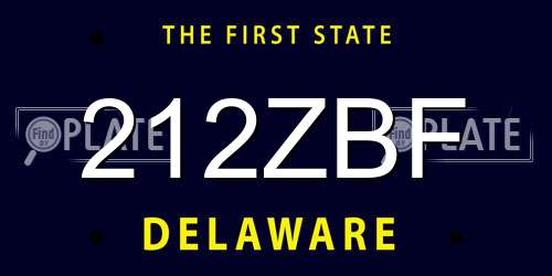 212ZBF Delaware License Plate