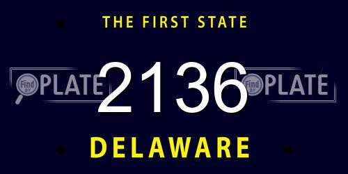 2136 Delaware License Plate