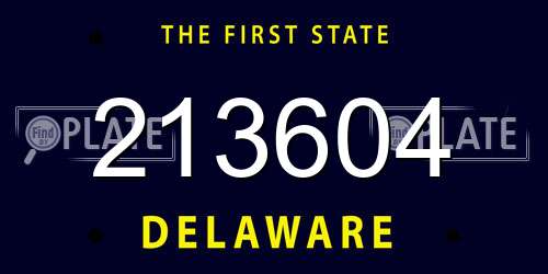 213604 Delaware License Plate