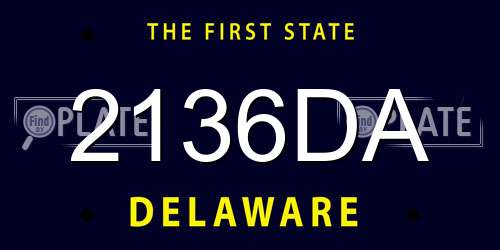 2136DA Delaware License Plate