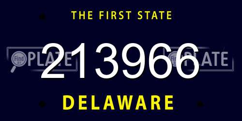 213966 Delaware License Plate