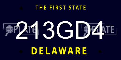 213GD4 Delaware License Plate