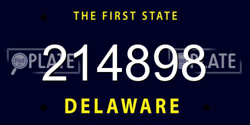 214898 Delaware License Plate