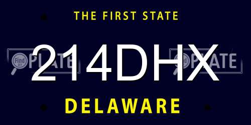 214DHX Delaware License Plate