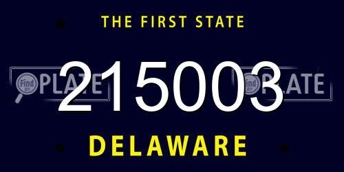215003 Delaware License Plate
