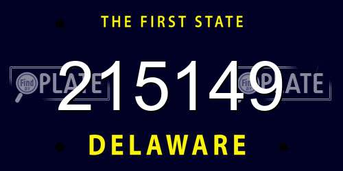 215149 Delaware License Plate