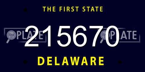 215670 Delaware License Plate