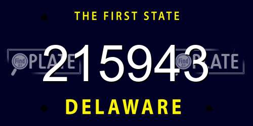 215943 Delaware License Plate