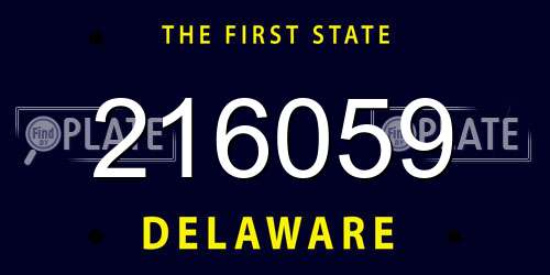 216059 Delaware License Plate