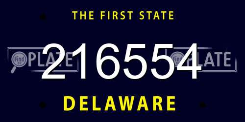 216554 Delaware License Plate
