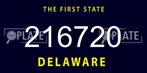 216720 Delaware License Plate
