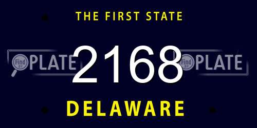 2168 Delaware License Plate