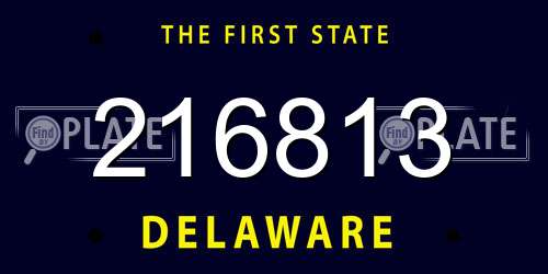 216813 Delaware License Plate