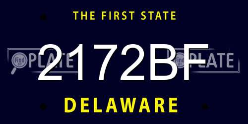 2172BF Delaware License Plate