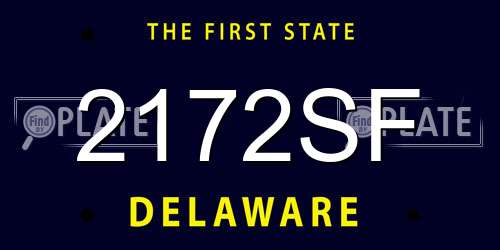 2172SF Delaware License Plate