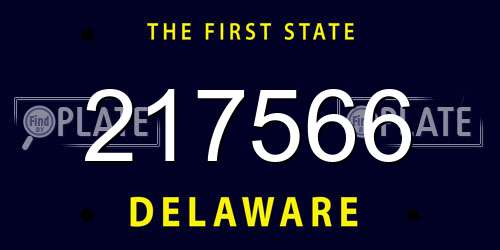 217566 Delaware License Plate