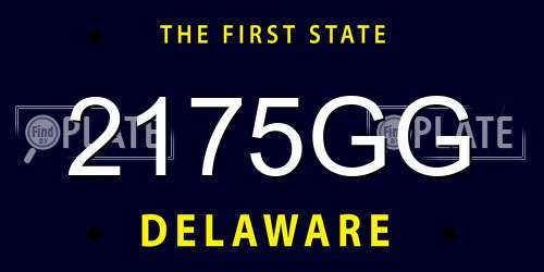 2175GG Delaware License Plate