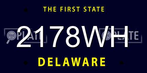 2178WH Delaware License Plate