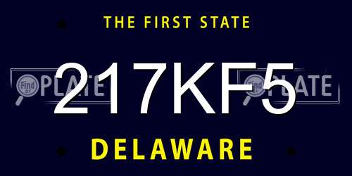 217KF5 Delaware License Plate