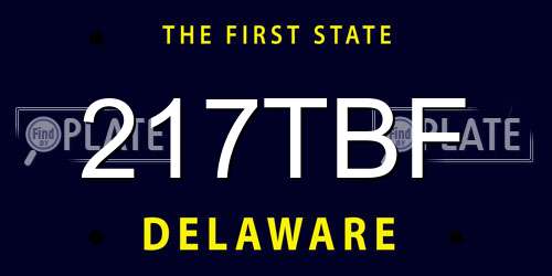 217TBF Delaware License Plate