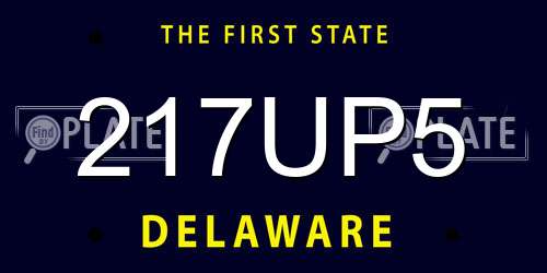 217UP5 Delaware License Plate