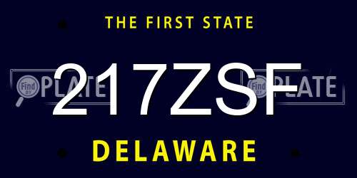 217ZSF Delaware License Plate