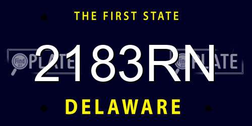 2183RN Delaware License Plate