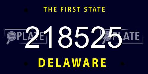 218525 Delaware License Plate
