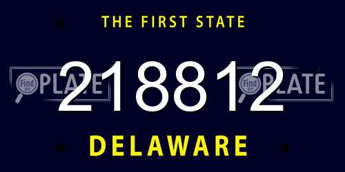 218812 Delaware License Plate