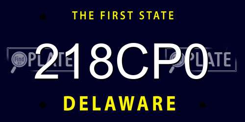 218CP0 Delaware License Plate