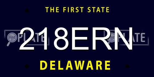 218ERN Delaware License Plate