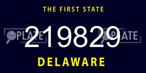 219829 Delaware License Plate