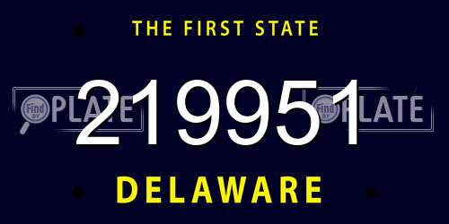 219951 Delaware License Plate